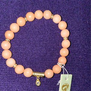 Spartina 449 Gold plated stretch bracelet pink (8mm)